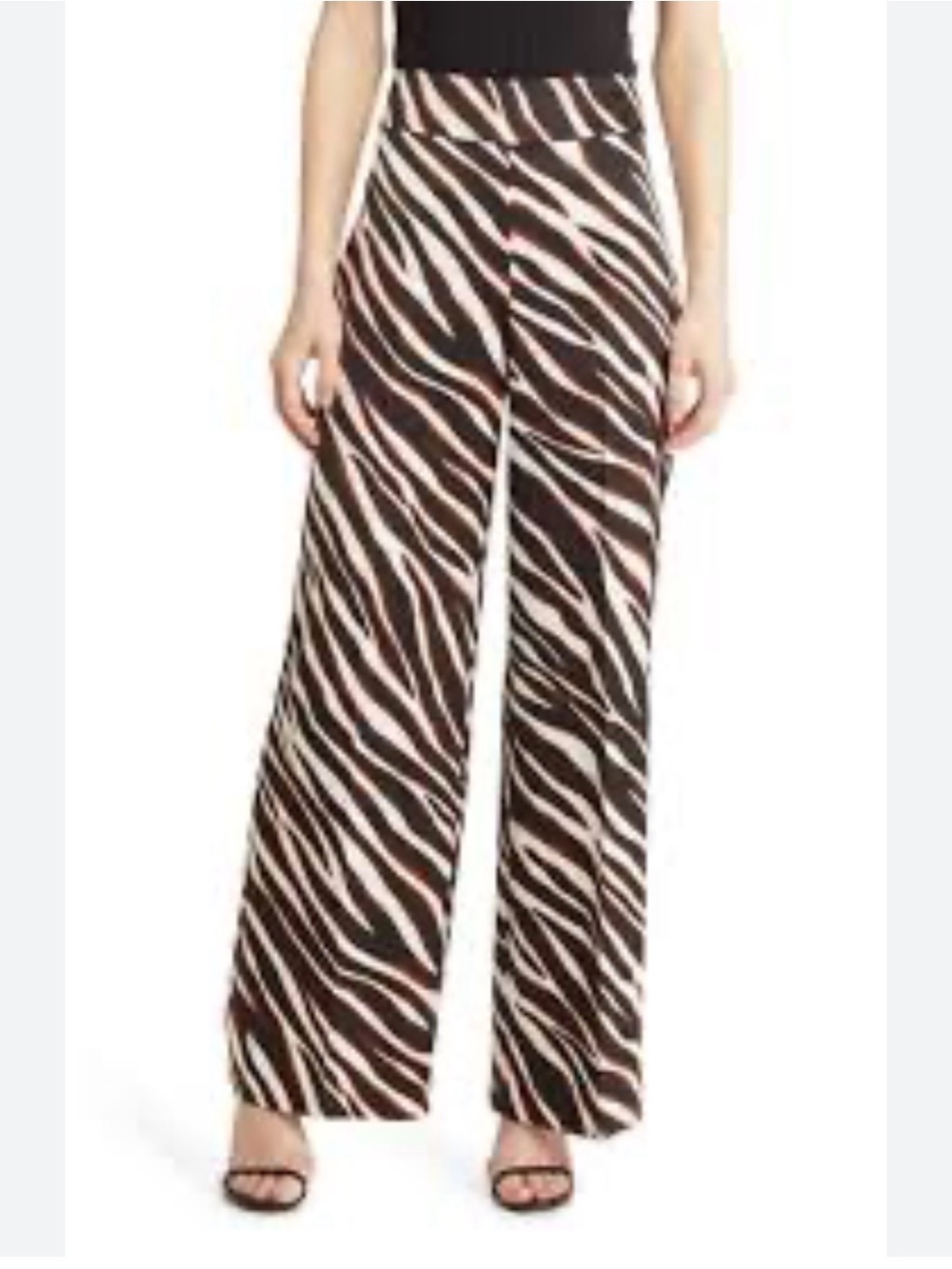 NWT Anne Klein Black & White Zebra Print Wide-Leg Pants